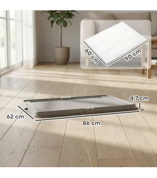 Inodoro para Perros Plegable 86x62 cm Bandeja Sanitaria Perros Entrenamiento 3 Almohadillas Pies Antideslizantes Gris