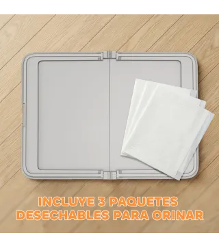 Inodoro para Perros Plegable 86x62 cm Bandeja Sanitaria Perros Entrenamiento 3 Almohadillas Pies Antideslizantes Gris