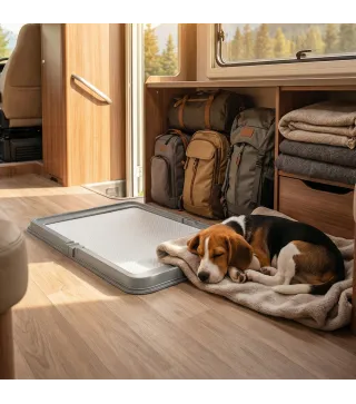 Inodoro para Perros Plegable 86x62 cm Bandeja Sanitaria Perros Entrenamiento 3 Almohadillas Pies Antideslizantes Gris