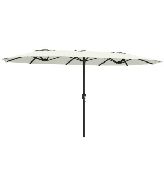 Sombrilla Doble 4,6x2,6 m con Manivela y Protección UV50+, Blanco Crema
