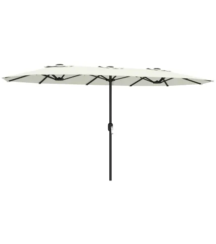 Sombrilla Doble 4,6x2,6 m con Manivela y Protección UV50+, Blanco Crema