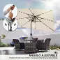 Sombrilla de Jardín con 24 Luces LED Solares Dosel Inclinable Poste Metálico 2,9x2,5 m Crema