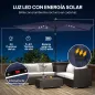Sombrilla de Jardín con 24 Luces LED Solares Dosel Inclinable Poste Metálico 2,9x2,5 m Azul Oscuro