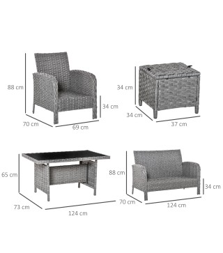 Conjunto de Muebles de Ratán