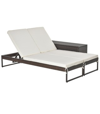 Conjunto 2 Tumbonas y 1 Mesa de Ratán