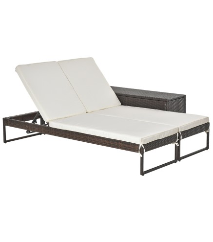 Conjunto 2 Tumbonas y 1 Mesa de Ratán