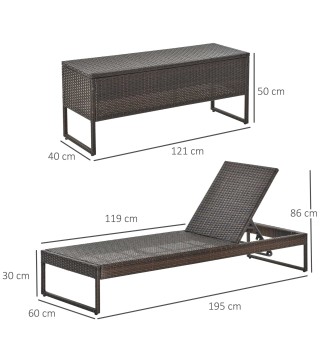 Conjunto 2 Tumbonas y 1 Mesa de Ratán