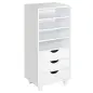 Cajonera de Oficina con 3 Cajones y 4 Estantes Abiertos Cajonera Escritorio con Ruedas para Oficina 38x40x86,8 cm Blanco