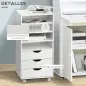 Cajonera de Oficina con 3 Cajones y 4 Estantes Abiertos Cajonera Escritorio con Ruedas para Oficina 38x40x86,8 cm Blanco