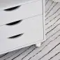Cajonera de Oficina con 3 Cajones y 4 Estantes Abiertos Cajonera Escritorio con Ruedas para Oficina 38x40x86,8 cm Blanco