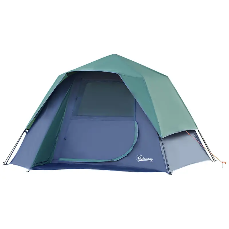 Tienda de Campaña Pop-Up para 2-3 Personas Impermeable con Bolsillos Ventanas y Bolsa de Transporte 250x194x160 cm Verde