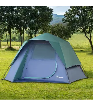 Tienda de Campaña Pop-Up para 2-3 Personas Impermeable con Bolsillos Ventanas y Bolsa de Transporte 250x194x160 cm Verde