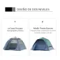 Tienda de Campaña Pop-Up para 2-3 Personas Impermeable con Bolsillos Ventanas y Bolsa de Transporte 250x194x160 cm Verde
