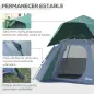 Tienda de Campaña Pop-Up para 2-3 Personas Impermeable con Bolsillos Ventanas y Bolsa de Transporte 250x194x160 cm Verde