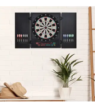 Diana Electrónica Digital hasta 8 Jugadores con 12 Dardos y 30 Puntas con Pantalla LED Puertas 27 Juegos Distintos y 202 Variant