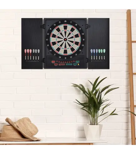 Diana Electrónica Digital hasta 8 Jugadores con 12 Dardos y 30 Puntas con Pantalla LED Puertas 27 Juegos Distintos y 202 Variant
