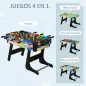 Mesa Multijuegos Plegable 4 en 1 con Futbolín, Hockey, Billar y Ping-pong de Sobremesa 86,5x43,5x64 cm