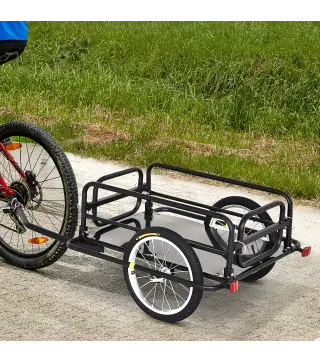 Remolque de Bicicleta Plegable para Carga 40kg Carga de Equipaje con Marco de Acero Ligero y Reflectores 139x71,5x49 cm Negro