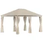 Cenador de Jardín 4x3 m con 6 Paredes Laterales 8 Orificios de Drenaje y Marco de Acero para Fiestas Patio Caqui