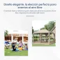Cenador de Jardín 4x3 m con 6 Paredes Laterales 8 Orificios de Drenaje y Marco de Acero para Fiestas Patio Caqui