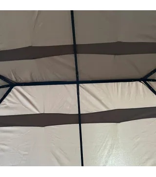 Cenador de Jardín 4x3 m con 6 Paredes Laterales 8 Orificios de Drenaje y Marco de Acero para Fiestas Patio Caqui