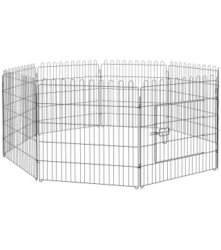 Parque de Juegos para Perros 8 Paneles 76x71 cm Plegables Jaula Metálica para Mascotas con Puerta para Jardín Patio Exterior Neg