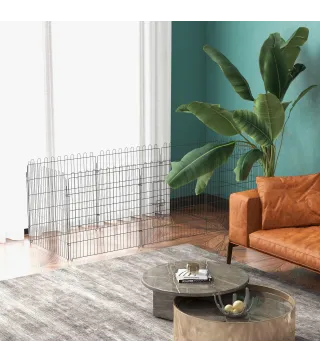 Parque de Juegos para Perros 8 Paneles 76x71 cm Plegables Jaula Metálica para Mascotas con Puerta para Jardín Patio Exterior Neg