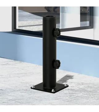 Soporte de Parasol para Suelo de Cemento con 2 Botones de Bloqueo y 4 Tornillos de Expansión Base de Sombrilla para Palo de Para