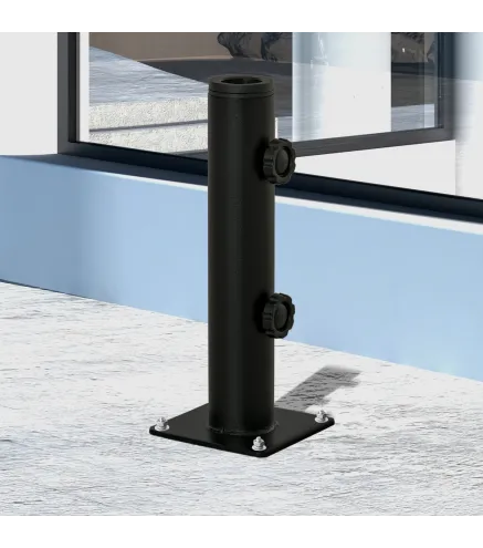 Soporte de Parasol para Suelo de Cemento con 2 Botones de Bloqueo y 4 Tornillos de Expansión Base de Sombrilla para Palo de Para