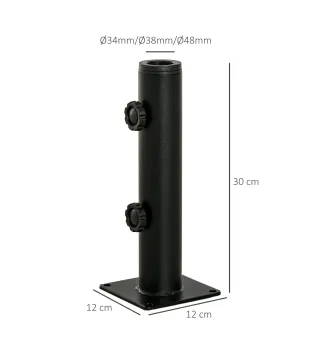 Soporte de Parasol para Suelo de Cemento con 2 Botones de Bloqueo y 4 Tornillos de Expansión Base de Sombrilla para Palo de Para
