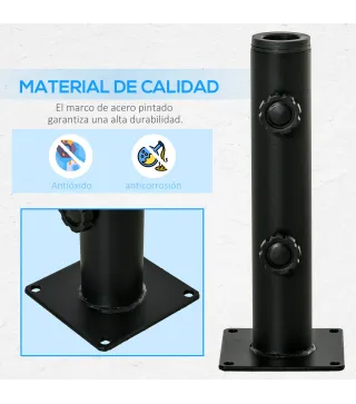 Soporte de Parasol para Suelo de Cemento con 2 Botones de Bloqueo y 4 Tornillos de Expansión Base de Sombrilla para Palo de Para