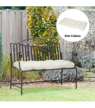 Cojín para Banco de 2 Plazas para Interior y Exterior con 8 Puntadas para Sillas Sofás 110x48x8 cm Crema