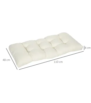 Cojín para Banco de 2 Plazas para Interior y Exterior con 8 Puntadas para Sillas Sofás 110x48x8 cm Crema