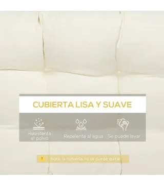 Cojín para Banco de 2 Plazas para Interior y Exterior con 8 Puntadas para Sillas Sofás 110x48x8 cm Crema