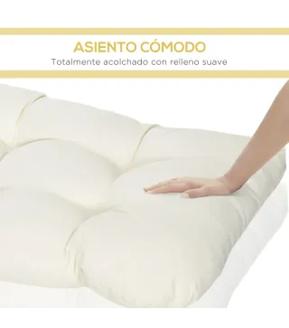 Cojín para Banco de 2 Plazas para Interior y Exterior con 8 Puntadas para Sillas Sofás 110x48x8 cm Crema