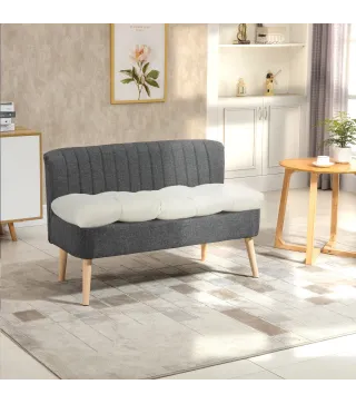 Cojín para Banco de 2 Plazas para Interior y Exterior con 8 Puntadas para Sillas Sofás 110x48x8 cm Crema