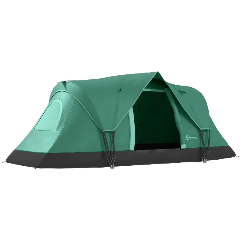 Tienda de Acampada para 5-6 Personas Impermeable 3000mm+ con Bolsa de Transporte y Gancho 455x220x180 cm Verde