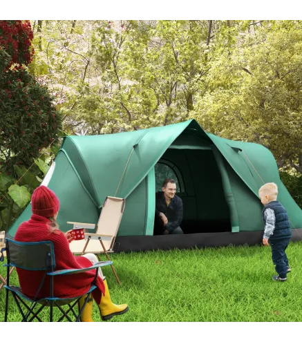 Tienda de Acampada para 5-6 Personas Impermeable 3000mm+ con Bolsa de Transporte y Gancho 455x220x180 cm Verde