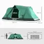 Tienda de Acampada para 5-6 Personas Impermeable 3000mm+ con Bolsa de Transporte y Gancho 455x220x180 cm Verde