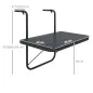 Mesa Colgante para Balcón Plegable de Aluminio con Altura Ajustable en 4 Niveles Carga 25 kg 60x40x55-64 cm Negro