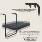 Mesa Colgante para Balcón Plegable de Aluminio con Altura Ajustable en 4 Niveles Carga 25 kg 60x40x55-64 cm Negro