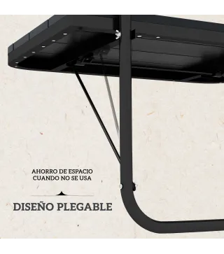 Mesa Colgante para Balcón Plegable de Aluminio con Altura Ajustable en 4 Niveles Carga 25 kg 60x40x55-64 cm Negro