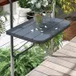 Mesa Colgante para Balcón Plegable de Aluminio con Altura Ajustable en 4 Niveles Carga 25 kg 60x40x55-64 cm Negro