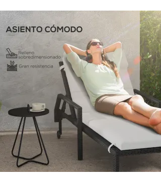 Cojín para Tumbona de Algodón 196x63x6 cm con Tela Hidrófuga Cojín de Asiento y Respaldo Gris Claro