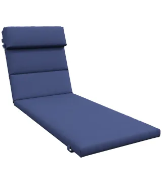 Cojín para Tumbona de Algodón 196x63x6 cm con Tela Hidrófuga Cojín de Asiento y Respaldo Azul Oscuro