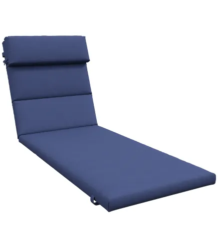 Cojín para Tumbona de Algodón 196x63x6 cm con Tela Hidrófuga Cojín de Asiento y Respaldo Azul Oscuro