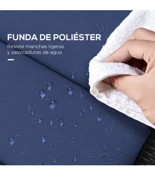 Cojín para Tumbona de Algodón 196x63x6 cm con Tela Hidrófuga Cojín de Asiento y Respaldo Azul Oscuro