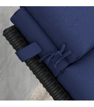 Cojín para Tumbona de Algodón 196x63x6 cm con Tela Hidrófuga Cojín de Asiento y Respaldo Azul Oscuro