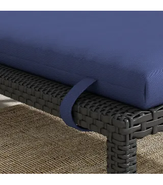 Cojín para Tumbona de Algodón 196x63x6 cm con Tela Hidrófuga Cojín de Asiento y Respaldo Azul Oscuro