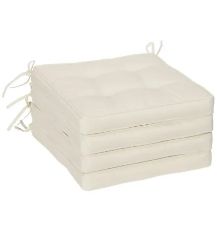 Conjunto de Cojines para Sillas de Comedor y Jardín Impermeable con 2 Amarres de Fijación 42x42x5 cm Crema